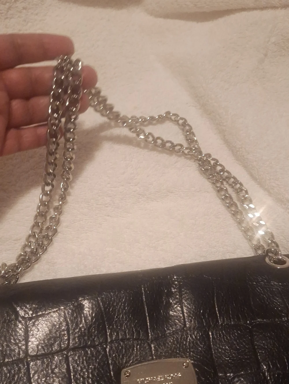 Black Quilted Leather Chain-Handle Shoulder Bag